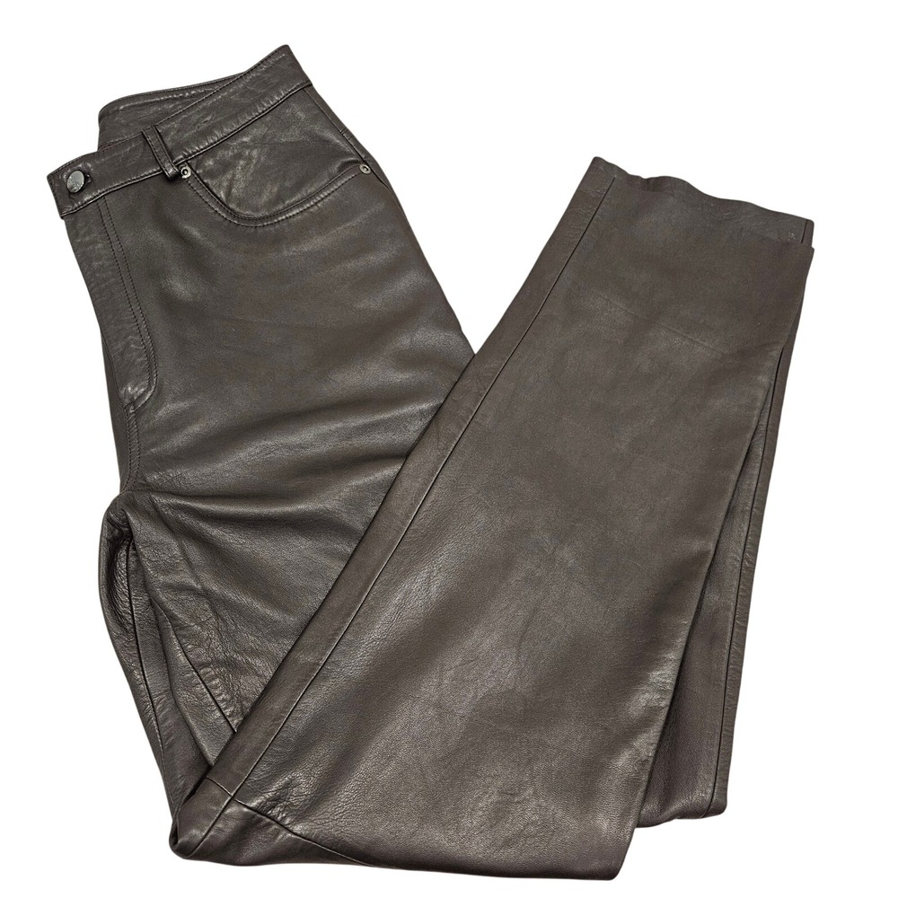 Colebrook & Co Leather Straight Leg‎ Pants Womens 14 Dark Brown Lined
